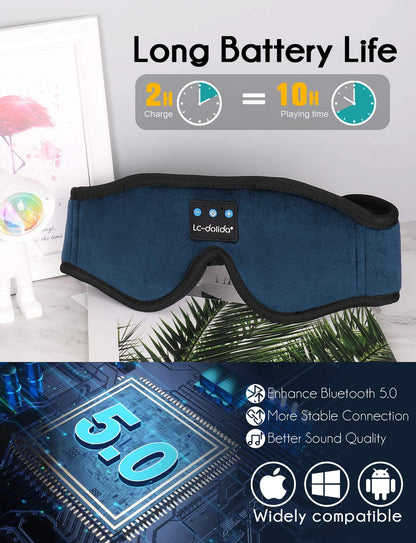 Sleeping Headphones Eye Mask, Sleep Mask with Bluetooth Headphones 3D Eye Mask Wireless Music Cotton Sleep Cover for Side Sleepers Nap Insomnia Air Travel Meditation Gifts for Unisex