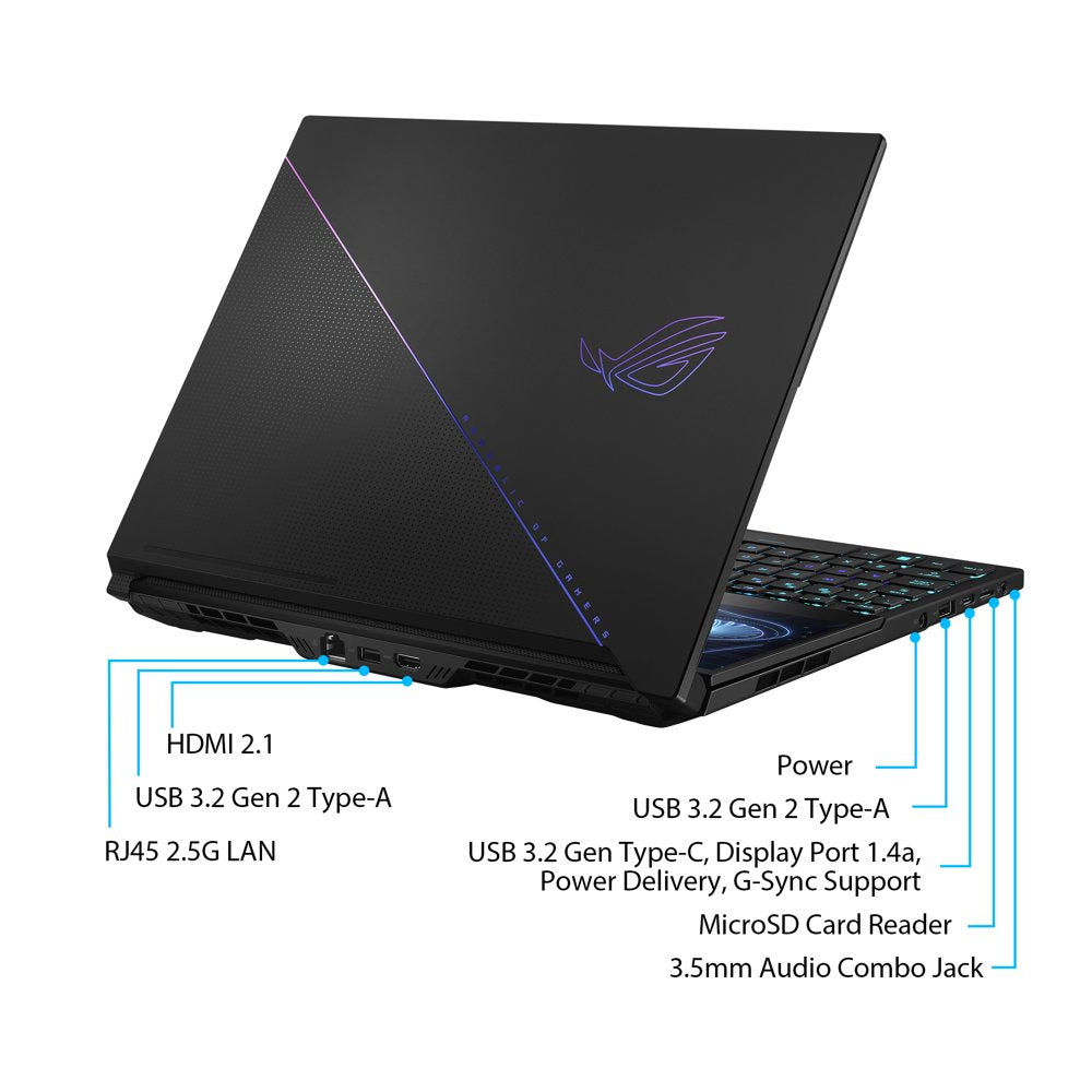 ROG Zephyrus Duo 16 Gaming Laptop, 16” Mini LED 240Hz/3Ms, QHD 16:10, NVIDIA Geforce RTX 4090, AMD Ryzen 9 7945HX, 32GB DDR5, 2TB SSD, Windows 11 Pro, GX650PY-XS97